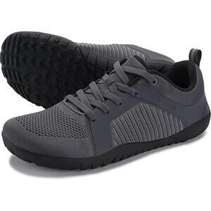 Whitin Mens Size 11 Gray Wide Toe Box LaceUp Barefoot Minimalist Zero Drop Shoes
